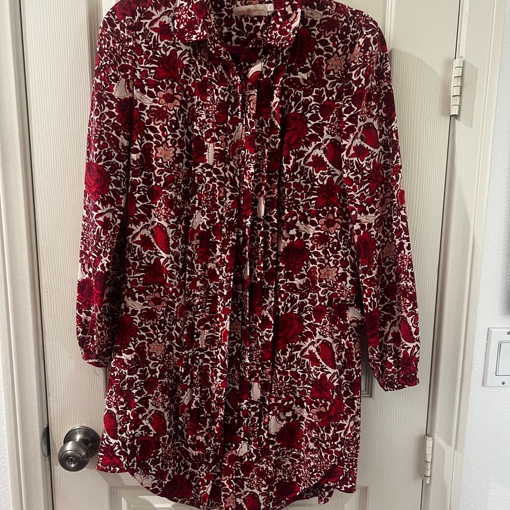 Tory Burch Red and Cream Floral Top